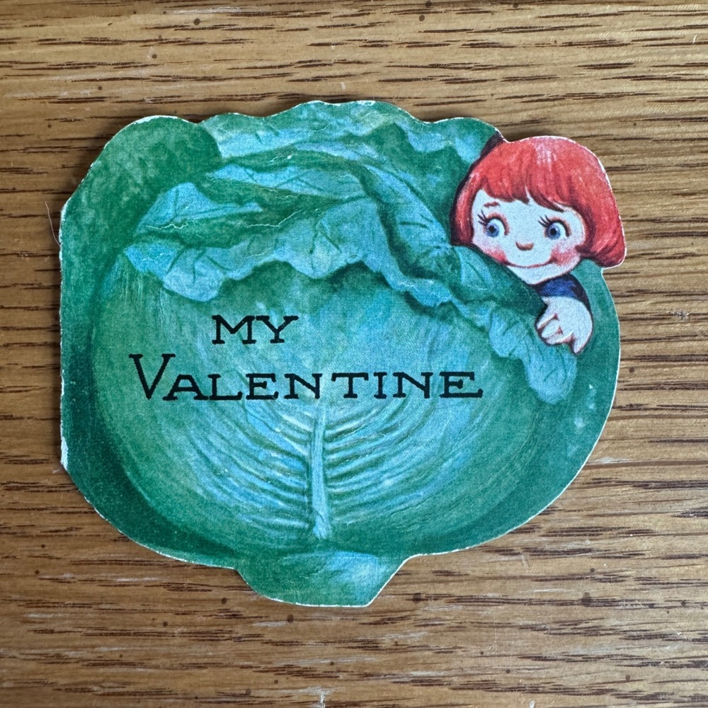 Vintage Cabbage My Valentine Pop Up Card Girl I've Lost My Head Over You